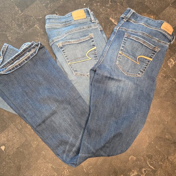 BUNDLE - 2 FOR 1 WOMENS AMERICN EAGLE SUPER STRETCH KICK BOOT DENIM JEANS - WOW! - Picture 5 of 12